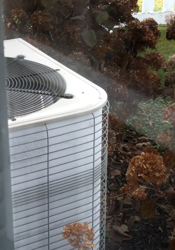 A broken AC unit, that had frozen up